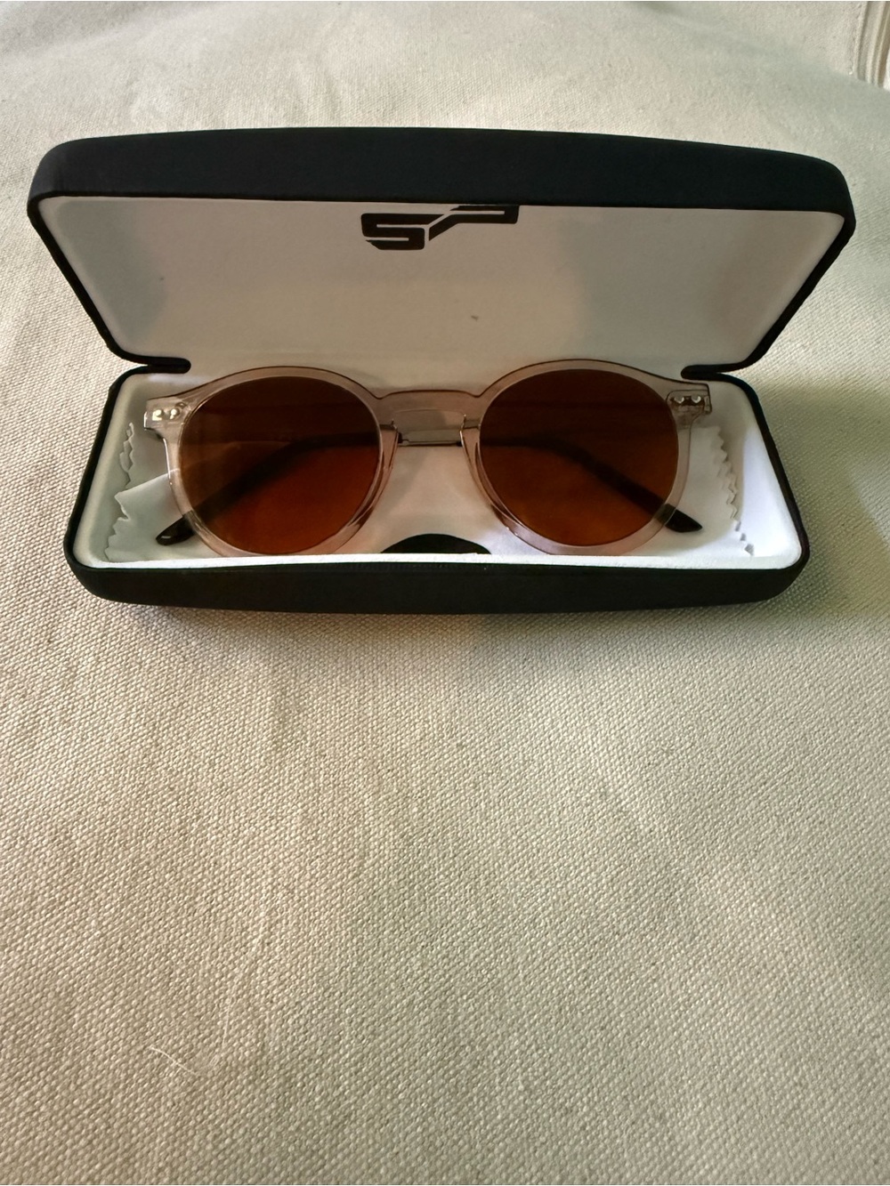 Spitfire Clear Round Frame Sunglasses with Brown Lenses